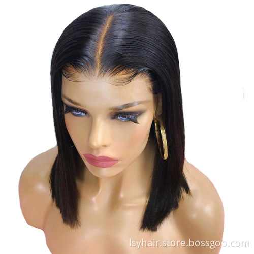 Super Natural 13x4 Lace Frontal Bob Wigs 100% Human Hair Wig With Baby Hair, Lace Front Human Hair Wigs 150% Density